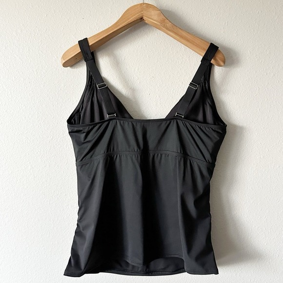 Lands' End DDD-Cup Black Tummy Control Wrap Tankini Swim Top Women’s Size 18 - Picture 6 of 10